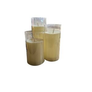 Set of 3 Flameless LED Candles in Glass Holders Battery Operated